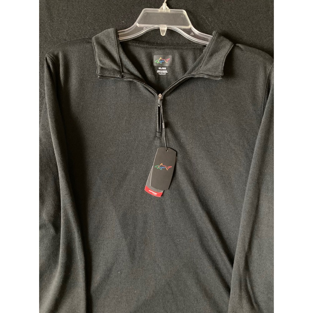 Greg Norman Mens XL Performance Fabric Quarter Zip Pullover Shirt Black Golf NWT